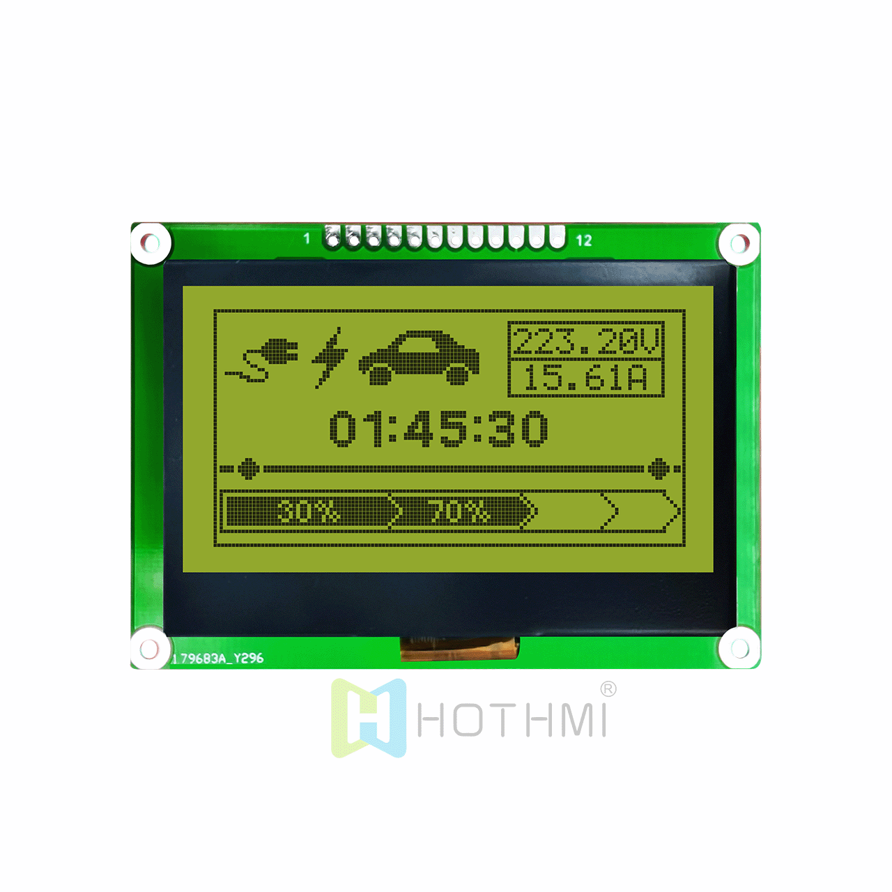 2.7英寸LCD12864液晶屏/LCM128x64图形点阵模块/黄绿背光/带中文字库