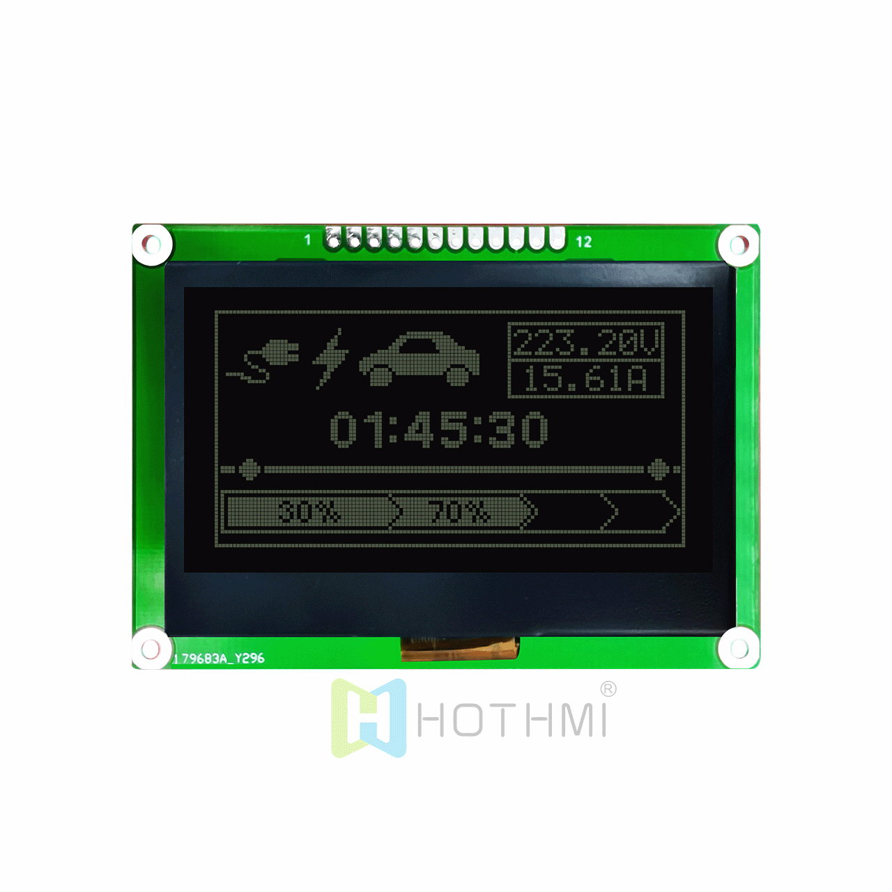 2.7-inch 128 x 64 graphic LCD module/LCM128x64 graphic dot matrix module/white text on black background/ST7567 controller