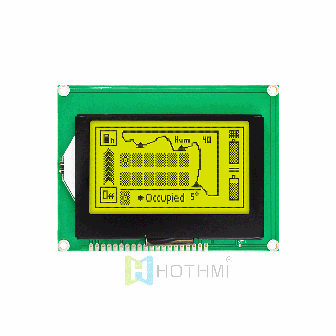 3-inch 128x64 graphic LCD module | 12864LCM | STN positive display yellow-green backlight | ST7565R controller