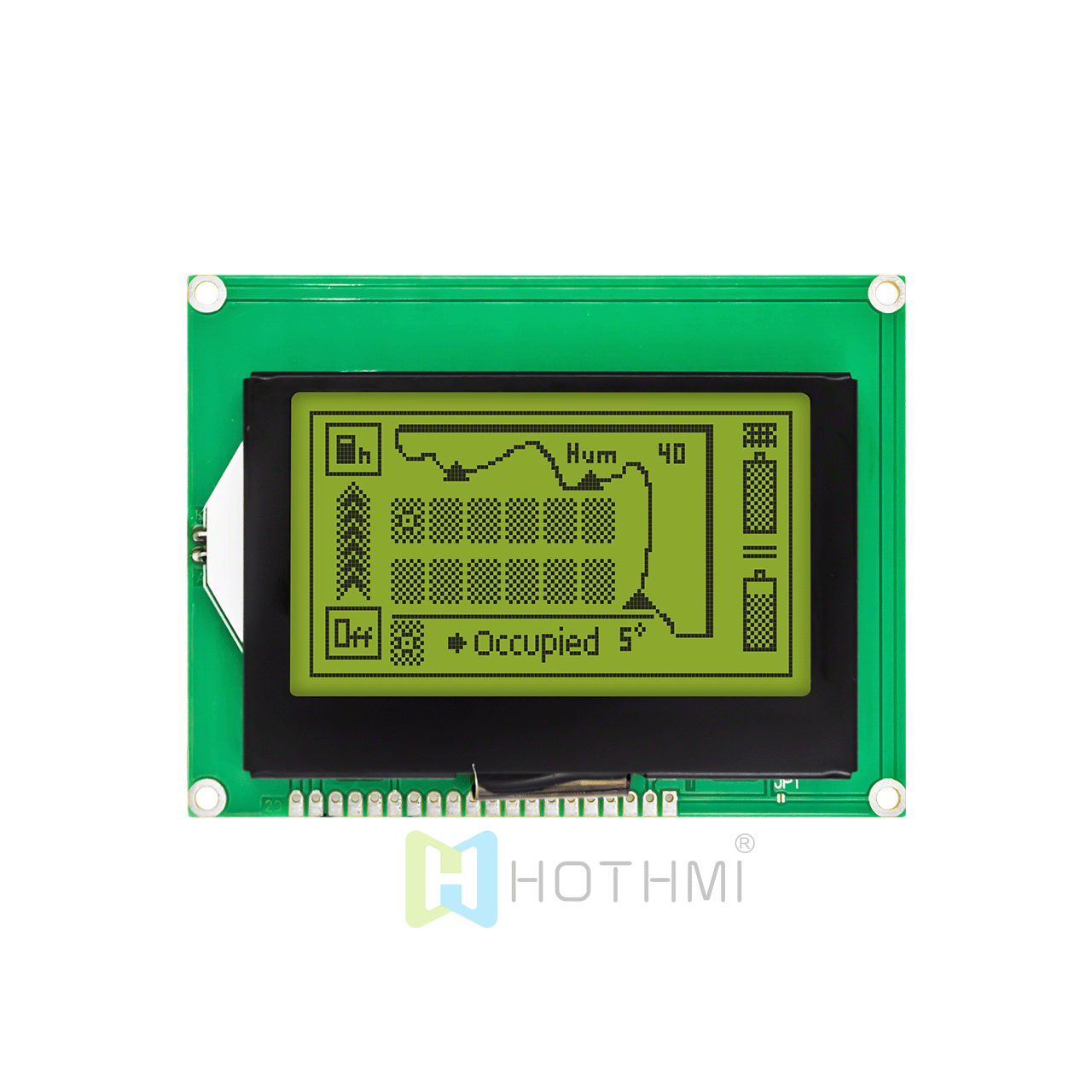 3-inch 128x64 graphic LCD module | 12864LCM | STN positive display yellow-green backlight | ST7565R controller