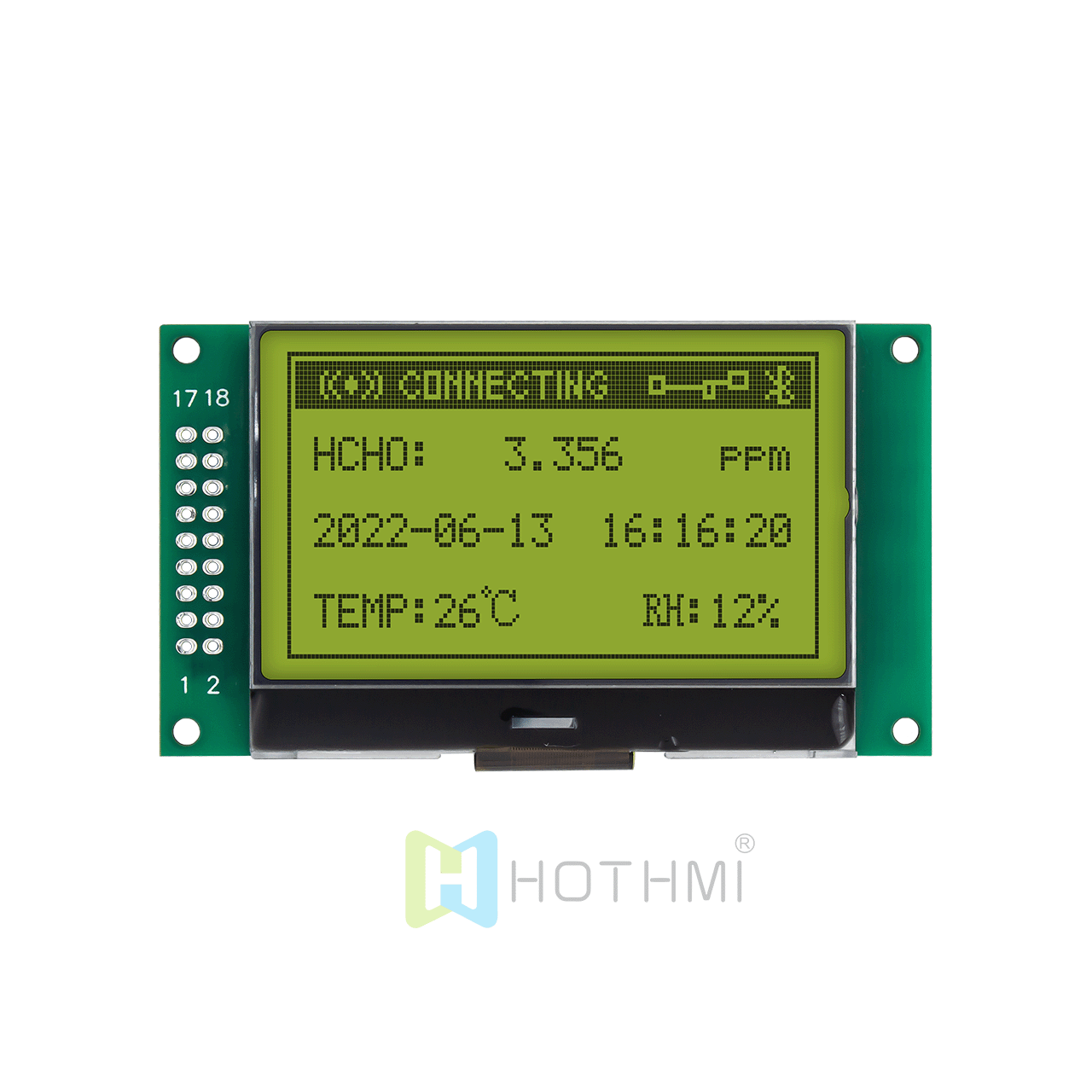 2.4寸LCD132x64工控图形液晶屏/LCM13264图形点阵液晶模块/STN正显示黄绿背景