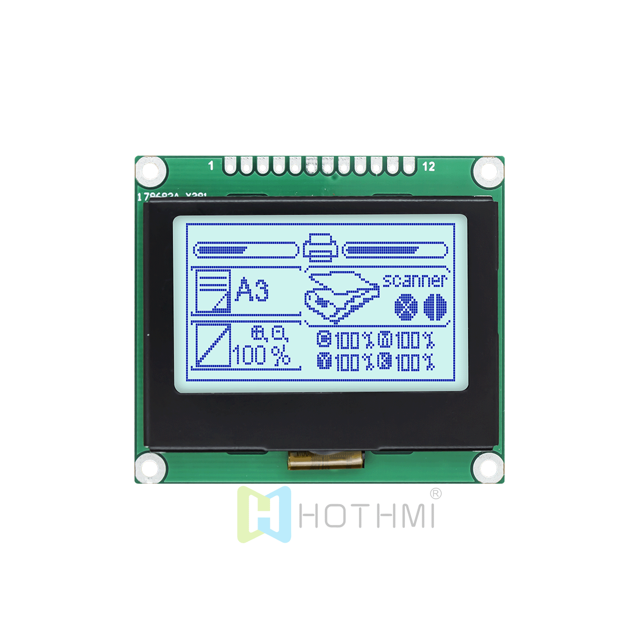 2 英寸12864 LCD 图形显示模块 | 128 X 64 图形点阵模块 | STN 正片显示 |  SPI接口 | ST7567 控制器
