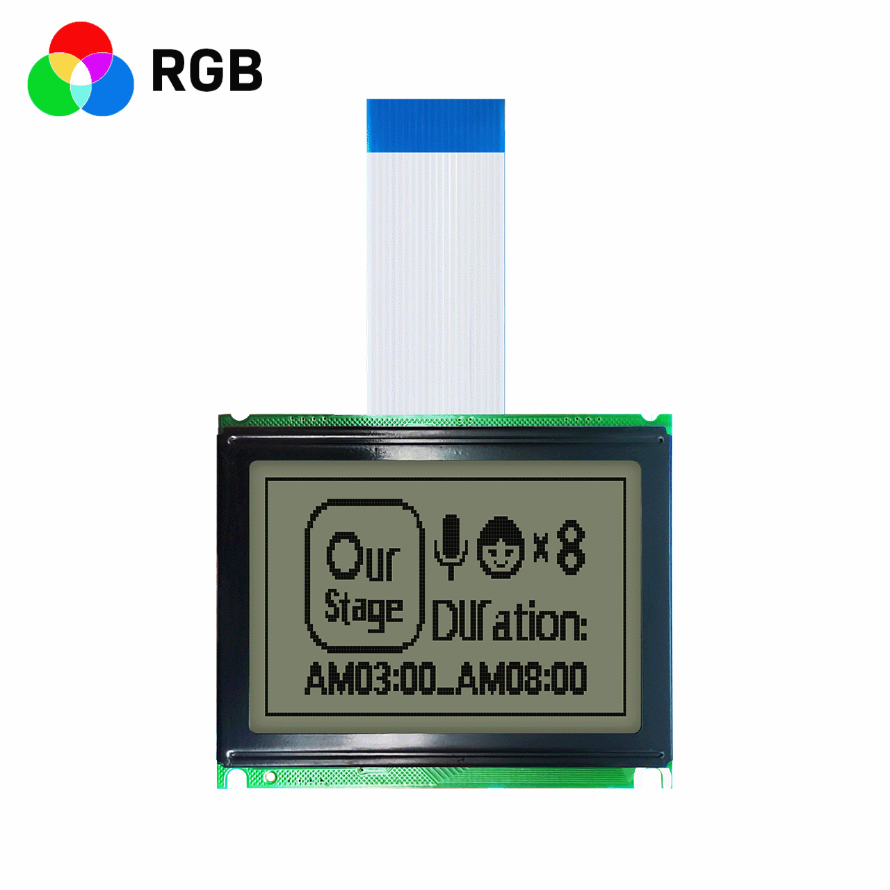 3-inch 128x64 Graphic LCD Display | 3.3V/5.0V | 12864 Graphic LCD Module | FSTN Positive Display | RGB Red, Green and Blue Backlight | Fully Transmissive Polarizer