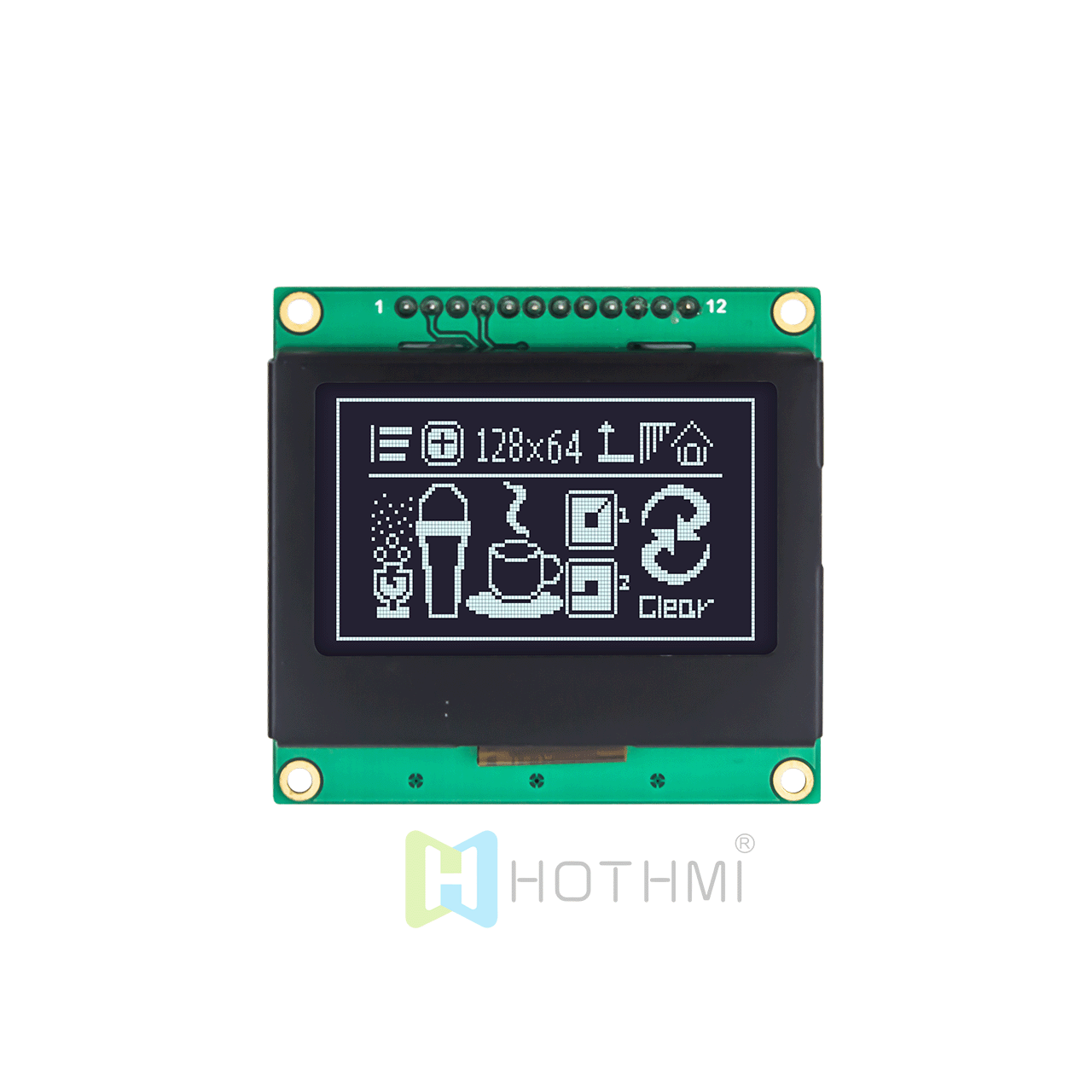 2 inch 128 x 64 LCD Graphic LCD Module | White Backlight | 128x64 Graphic LCD Module | ST7567 SPI | DFSTN Negative Display | Black Background White Characters