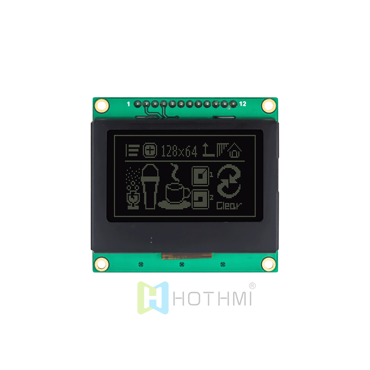 2 inch 128 x 64 LCD Graphic LCD Module | White Backlight | 128x64 Graphic LCD Module | ST7567 SPI | DFSTN Negative Display | Black Background White Characters