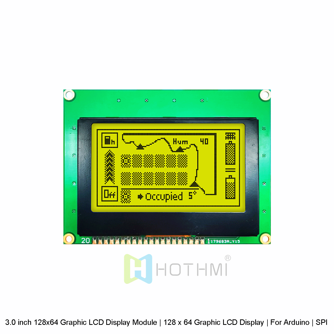 3.0英寸 128x64 图形 LCD 显示模块 |128 x 64图形液晶显示屏| 适用于 Arduino  | SPI接口