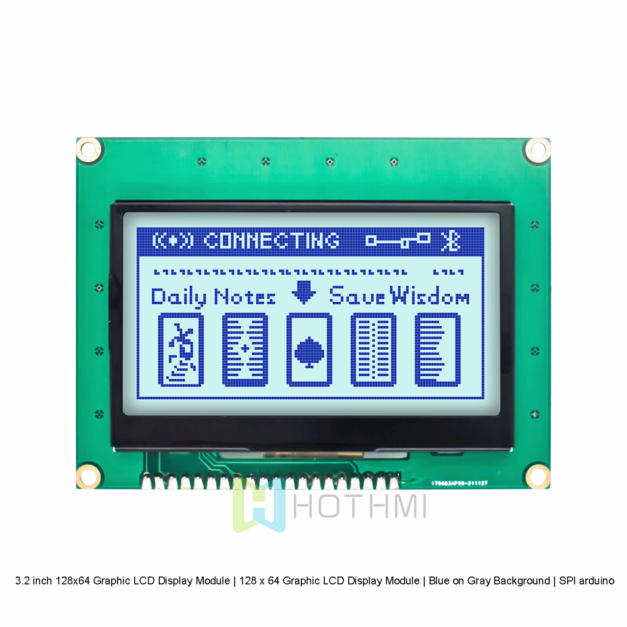 3.2 inch 128x64 Graphic LCD Display Module | 128 x 64 Graphic LCD Display Module | Blue on Gray Background | SPI Interface | 3.3V arduino