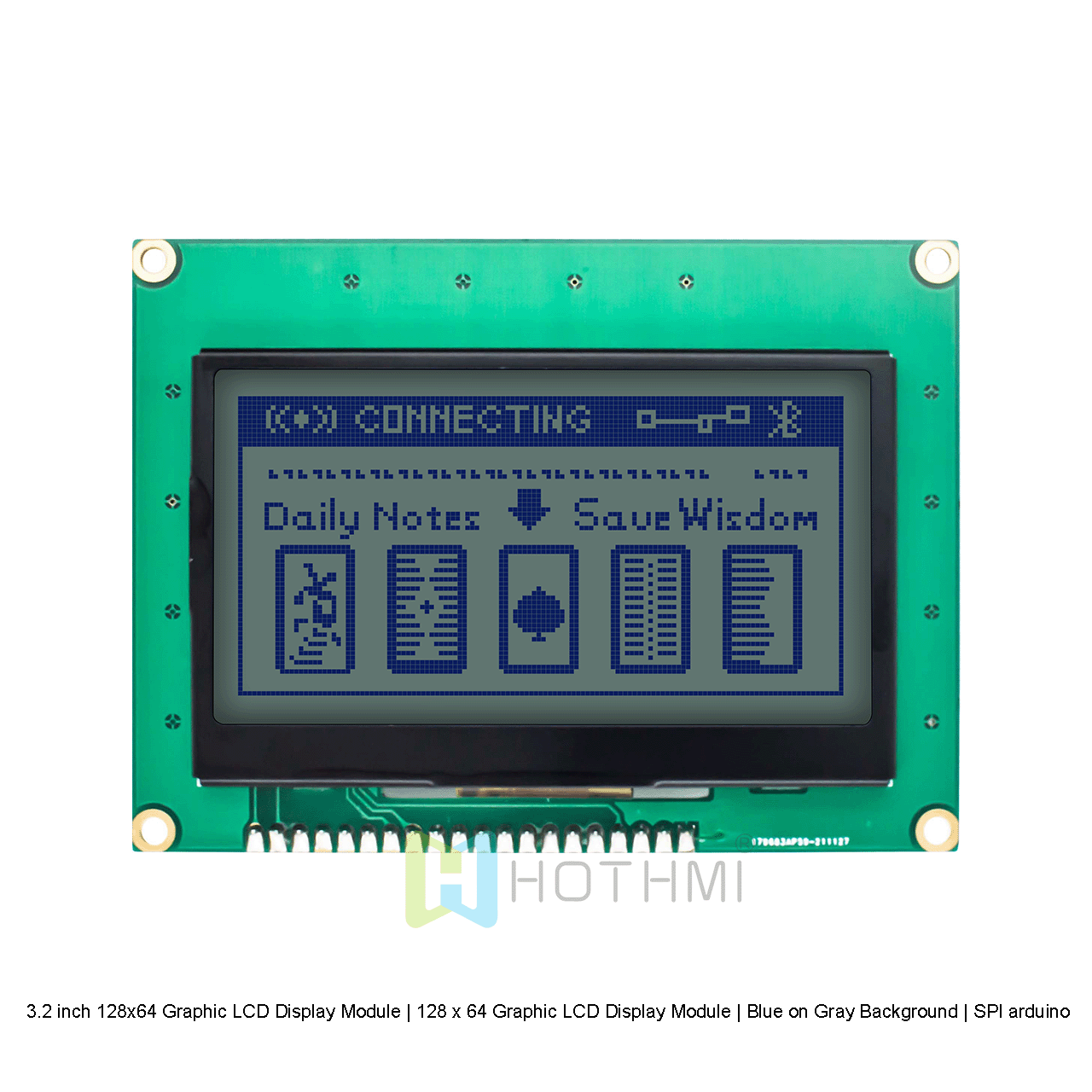 3.2 inch 128x64 Graphic LCD Display Module | 128 x 64 Graphic LCD Display Module | Blue on Gray Background | SPI Interface | 3.3V arduino