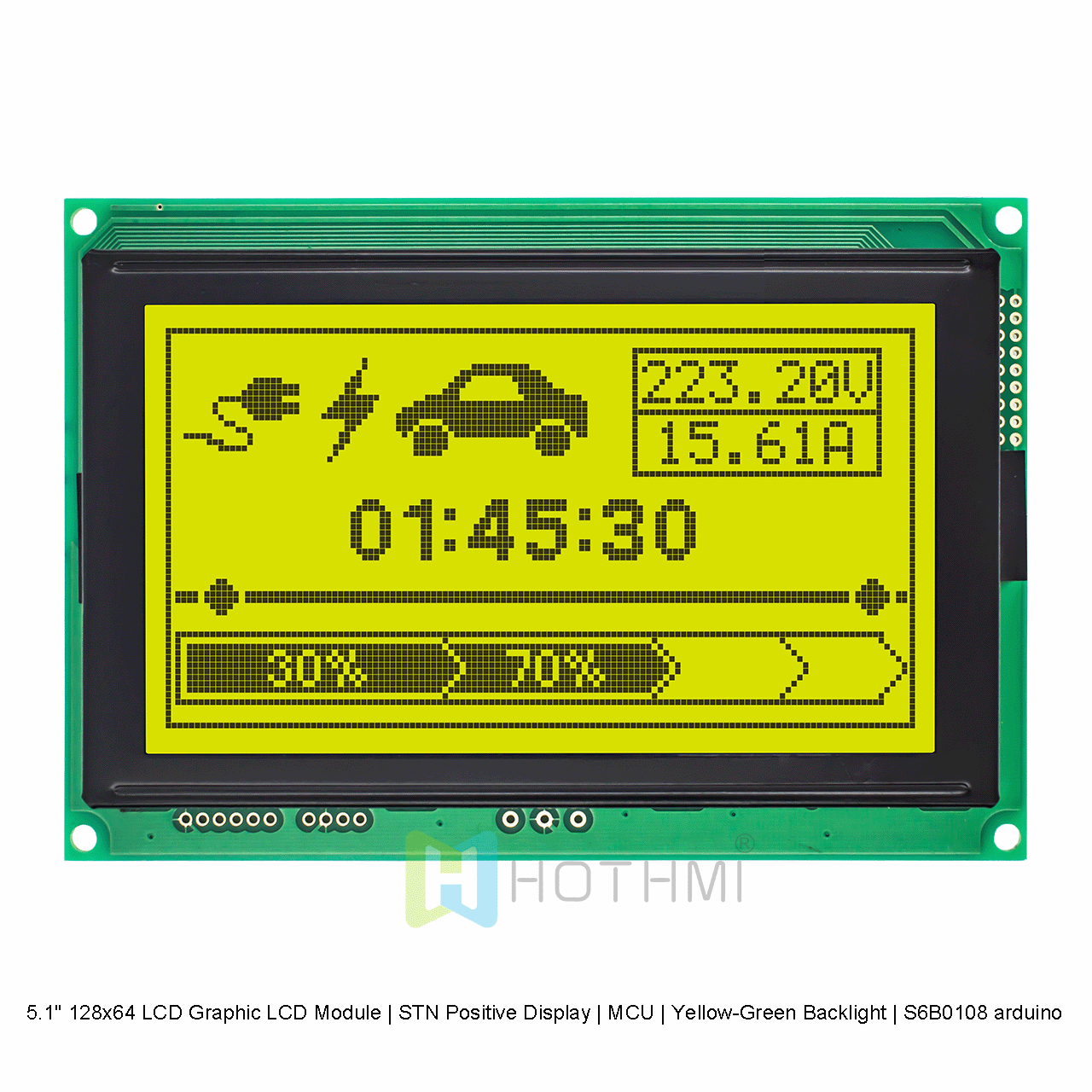 5.1" 128x64 LCD Graphic LCD Module | STN Positive Display | MCU | Yellow-Green Backlight | S6B0108 arduino