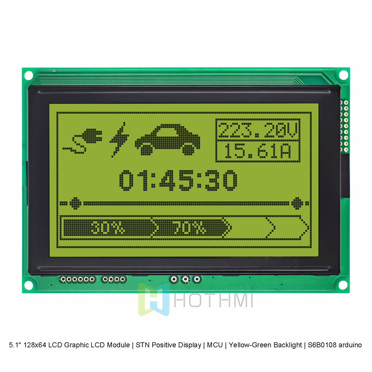 5.1" 128x64 LCD Graphic LCD Module | STN Positive Display | MCU | Yellow-Green Backlight | S6B0108 arduino