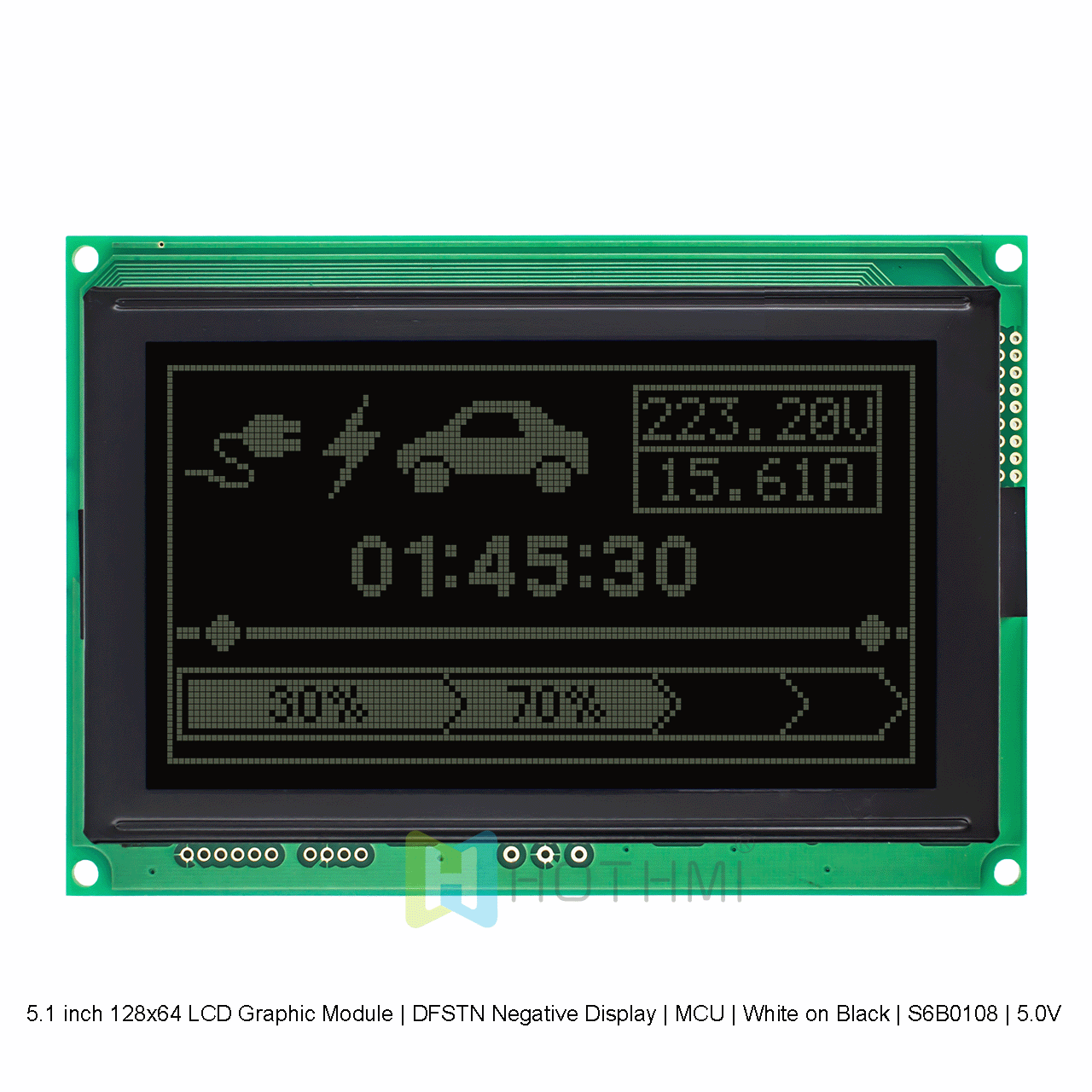 5.1 inch 128x64 LCD Graphic Module | DFSTN Negative Display | MCU | White on Black | S6B0108 | 5.0V arduino