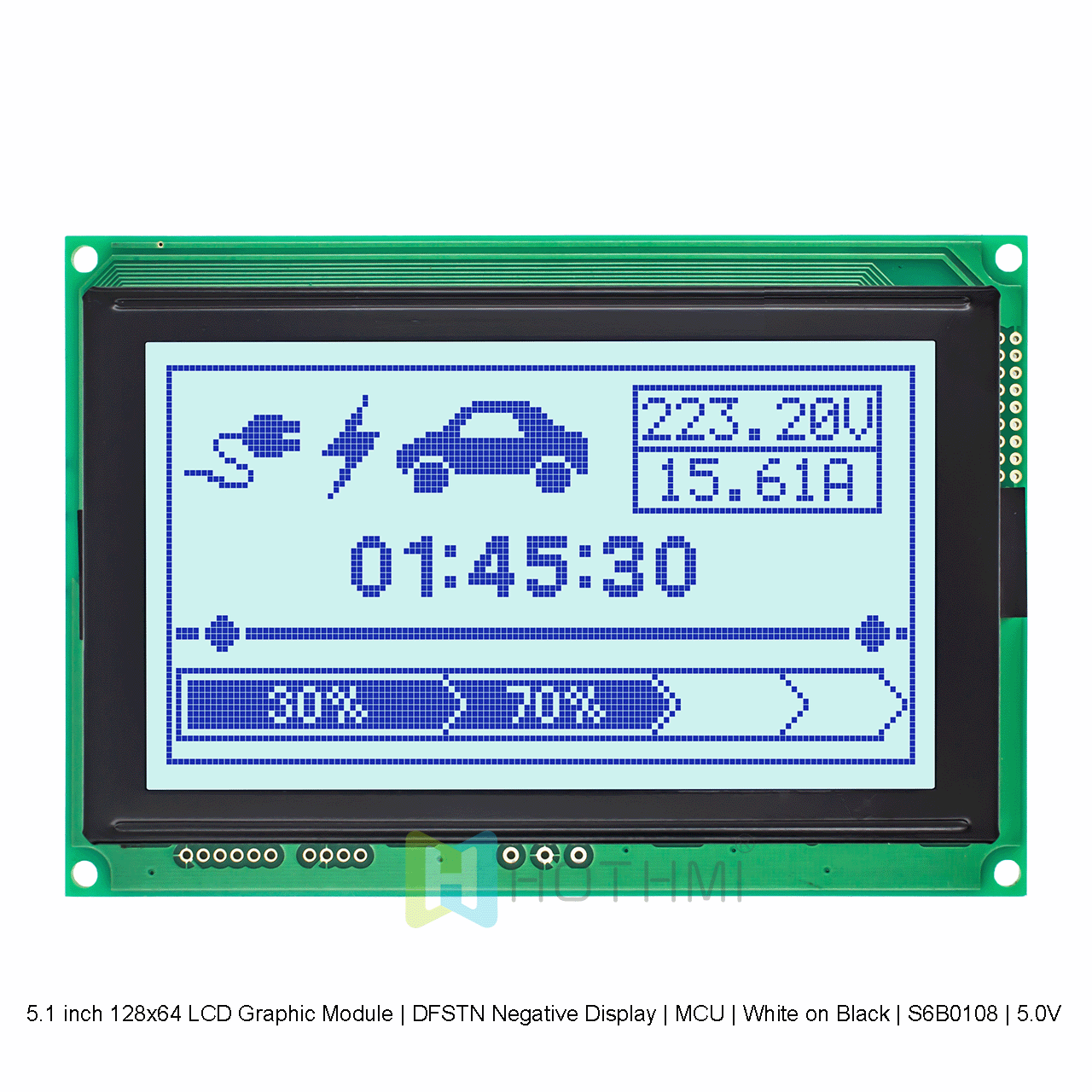 5.1" 128 x 64 Graphic LCD Module | STN | MCU | Blue on Gray | S6B0108 | 5.0V arduino