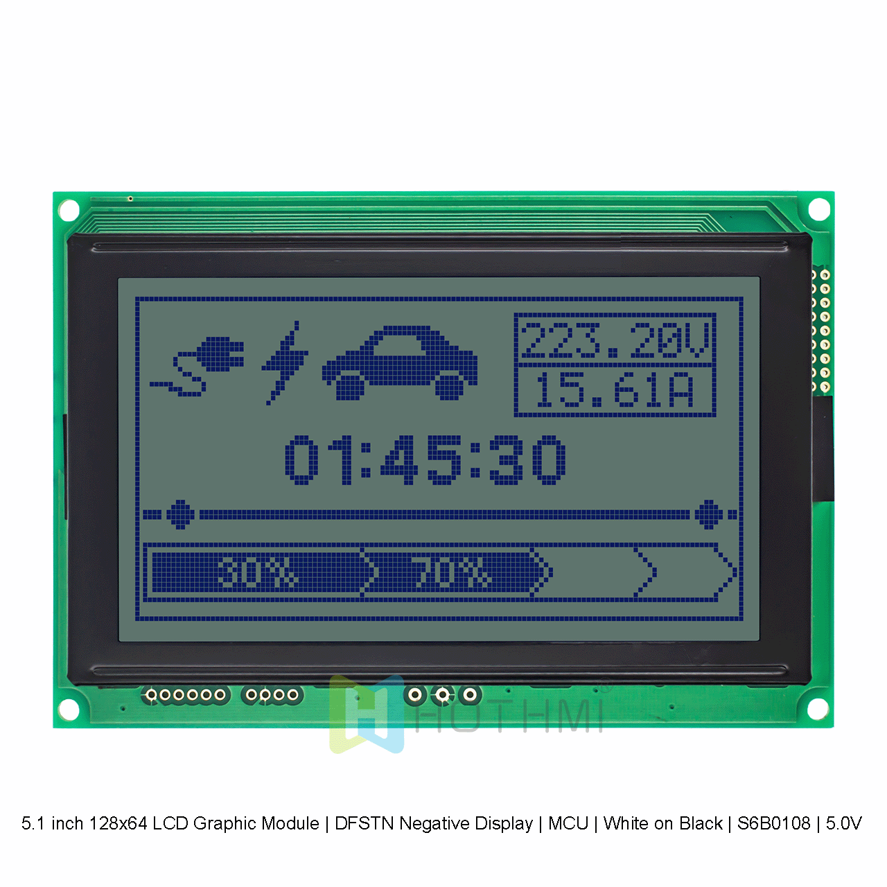 5.1 英寸 128 x 64   图形LCD液晶模块 | STN  | MCU | 灰底蓝字|S6B0108 |5.0V arduino