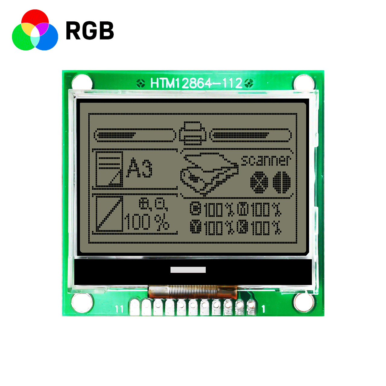 2.0 inch 128X64 LCD Graphic LCD Module | FSTN Positive Display | ST7567 | SPI | RGB Red, Green and Blue Backlight | Fully Transparent Polarizer arduino