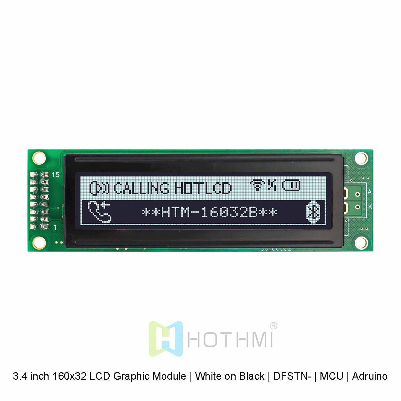 3.4 英寸 160x32 LCD 图形液晶模块 | 黑底白字 | DFSTN- | MCU | Arduino