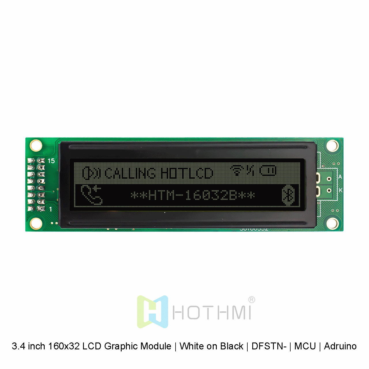 3.4 英寸 160x32 LCD 图形液晶模块 | 黑底白字 | DFSTN- | MCU | Arduino