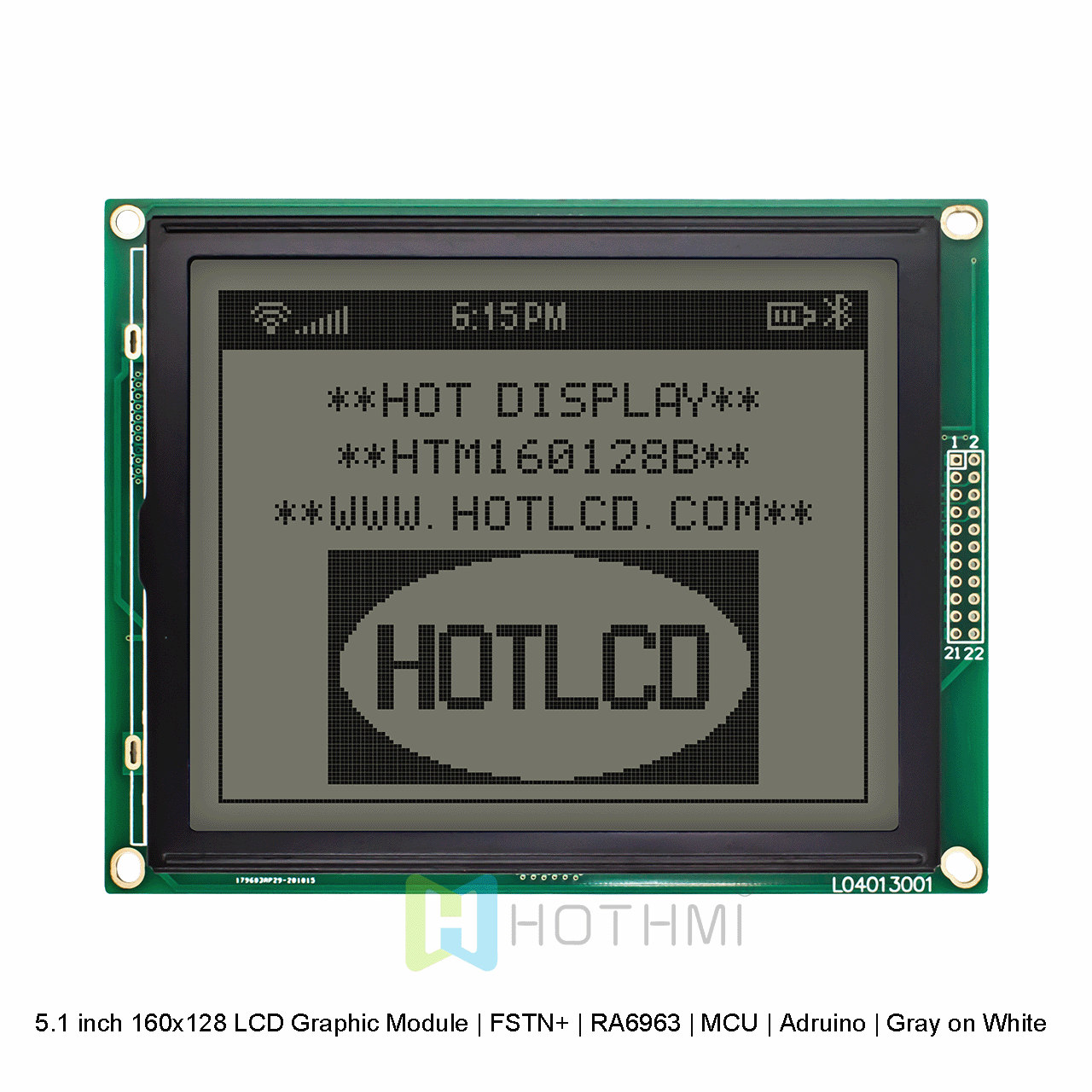 5.1 inch 160x128 LCD Graphic Module | FSTN+ | RA6963 | MCU | Arduino | Gray on White