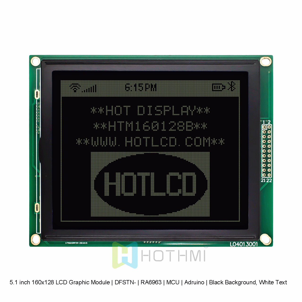 5.1 inch 160x128 LCD Graphic Module | DFSTN- | RA6963 | MCU | Arduino | Black Background, White Text