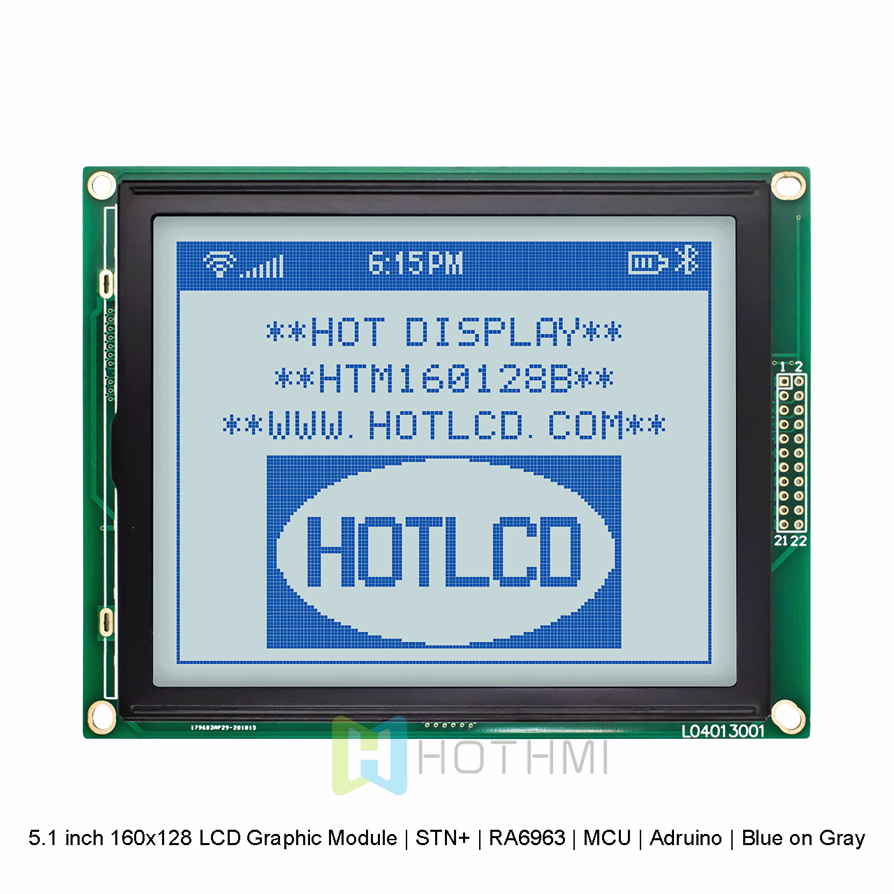 5.1 inch 160x128 LCD Graphic Module | STN+ | RA6963 | MCU | Arduino | Blue on Gray