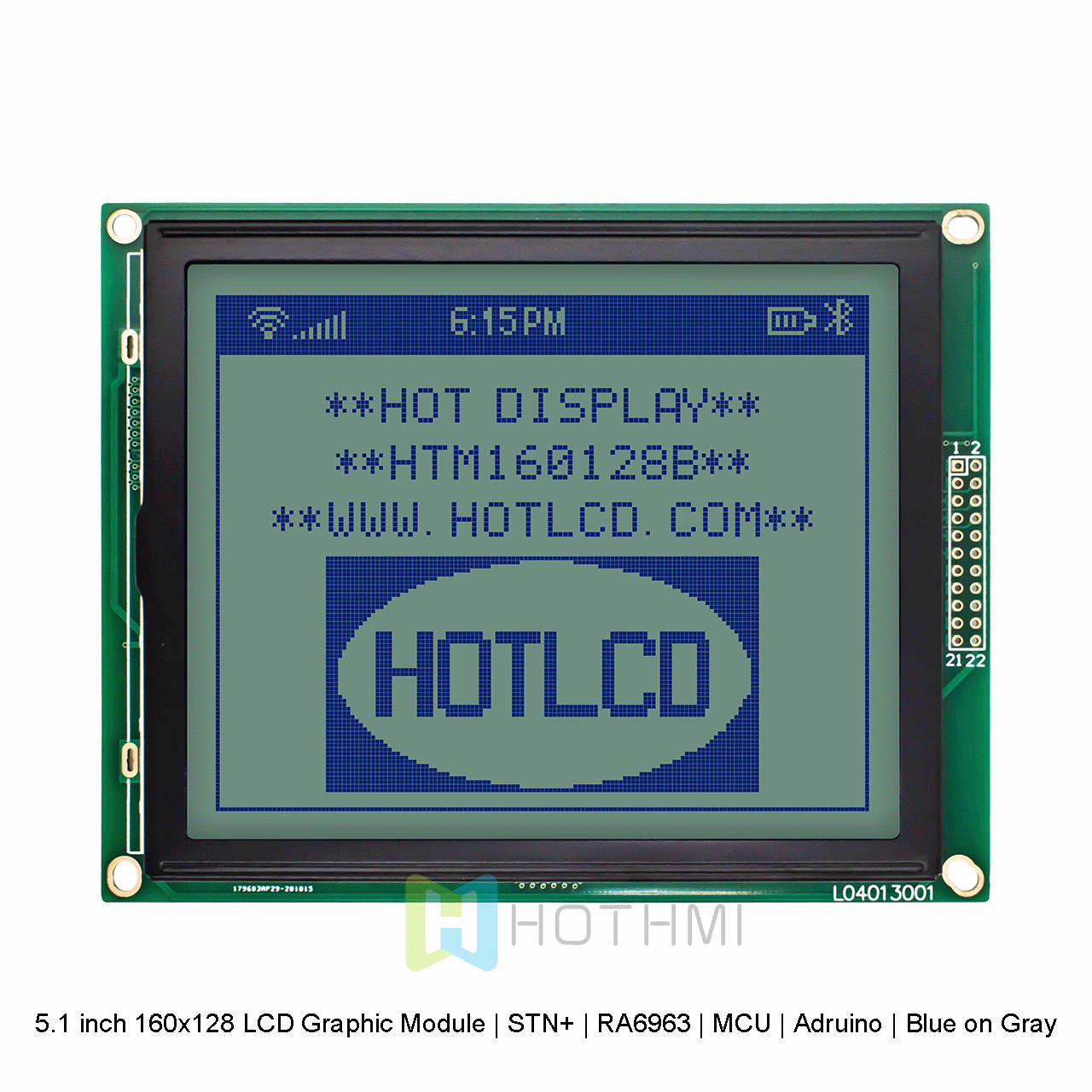 5.1 英寸 160x128 LCD 图形液晶模块 | STN+ | RA6963 | MCU | Arduino | 灰底蓝字 