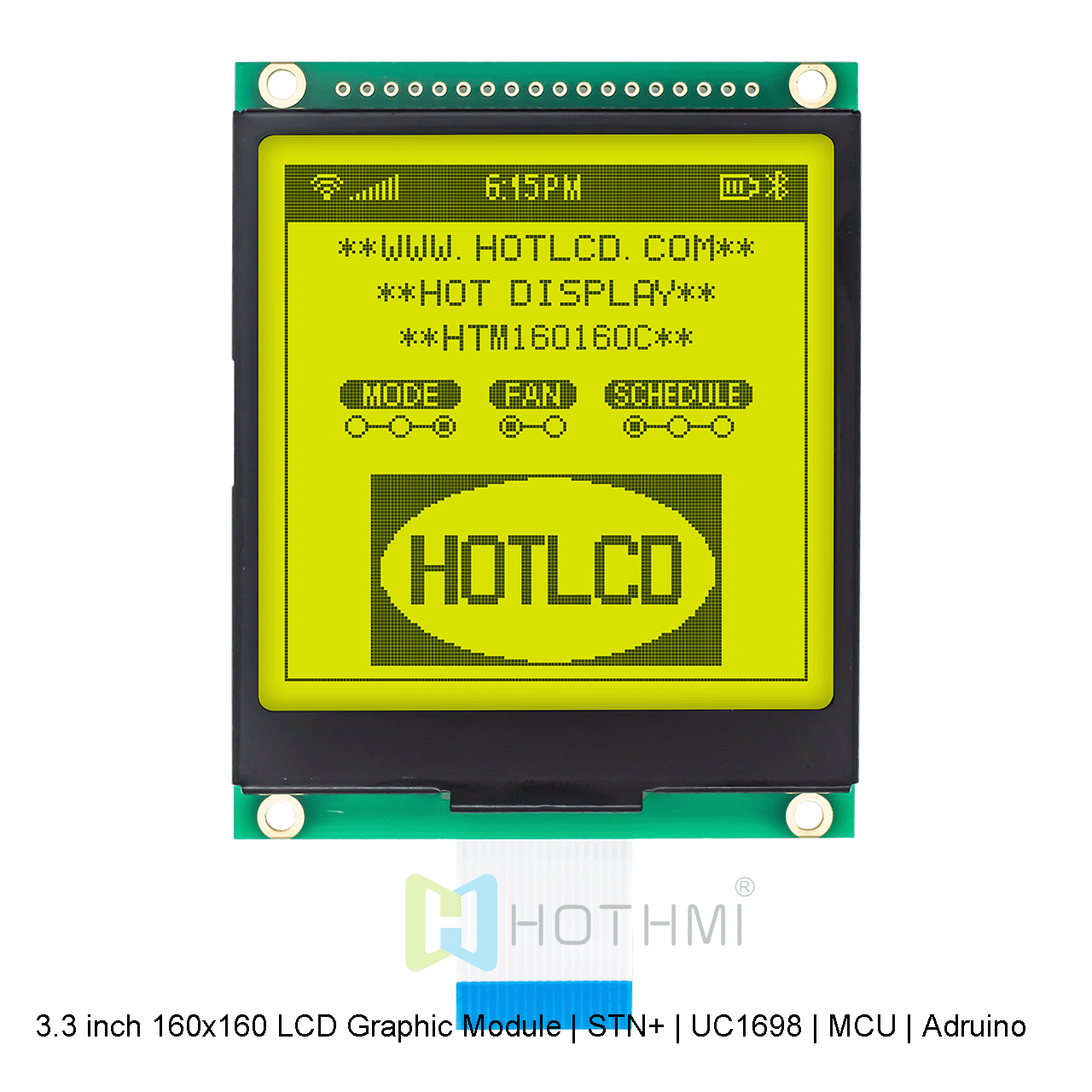 3.3 inch 160x160 LCD Graphic Module | STN+ | UC1698 | MCU | Arduino