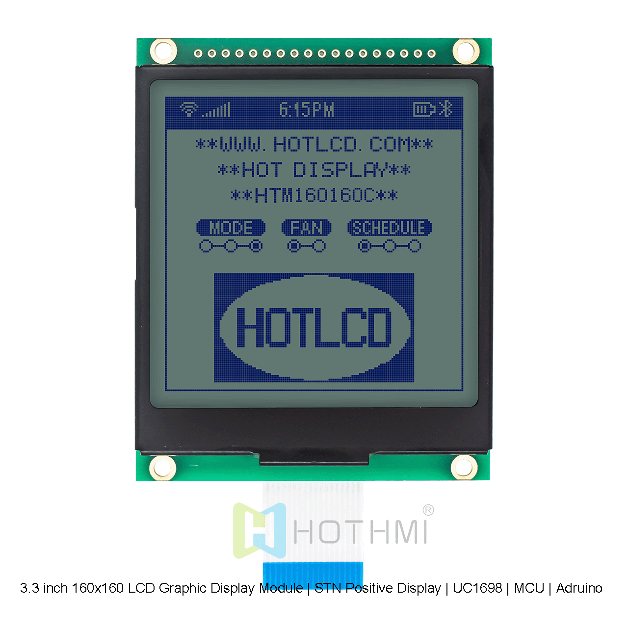 3.3 英寸 160x160 LCD 图形显示模块 | STN 正片显示屏 | UC1698 | MCU | Arduino