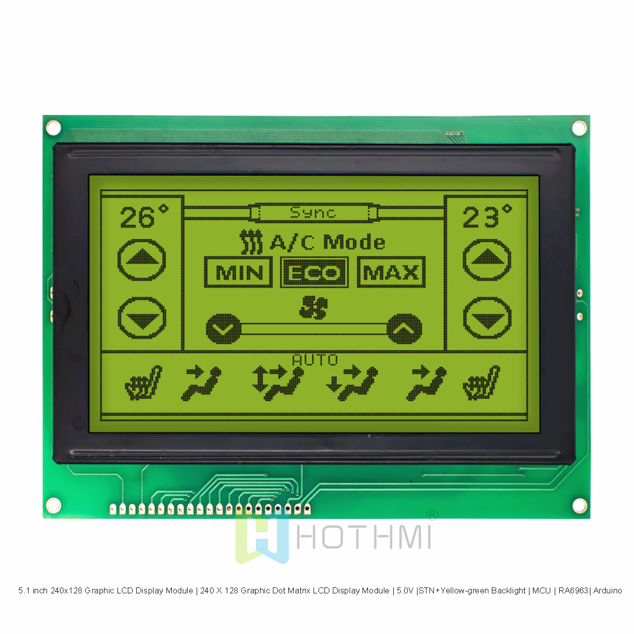 5.1 inch 240x128 Graphic LCD Display Module | 240 X 128 Graphic Dot Matrix LCD Display Module | 5.0V |STN+Yellow-green Backlight | MCU | RA6963| Arduino