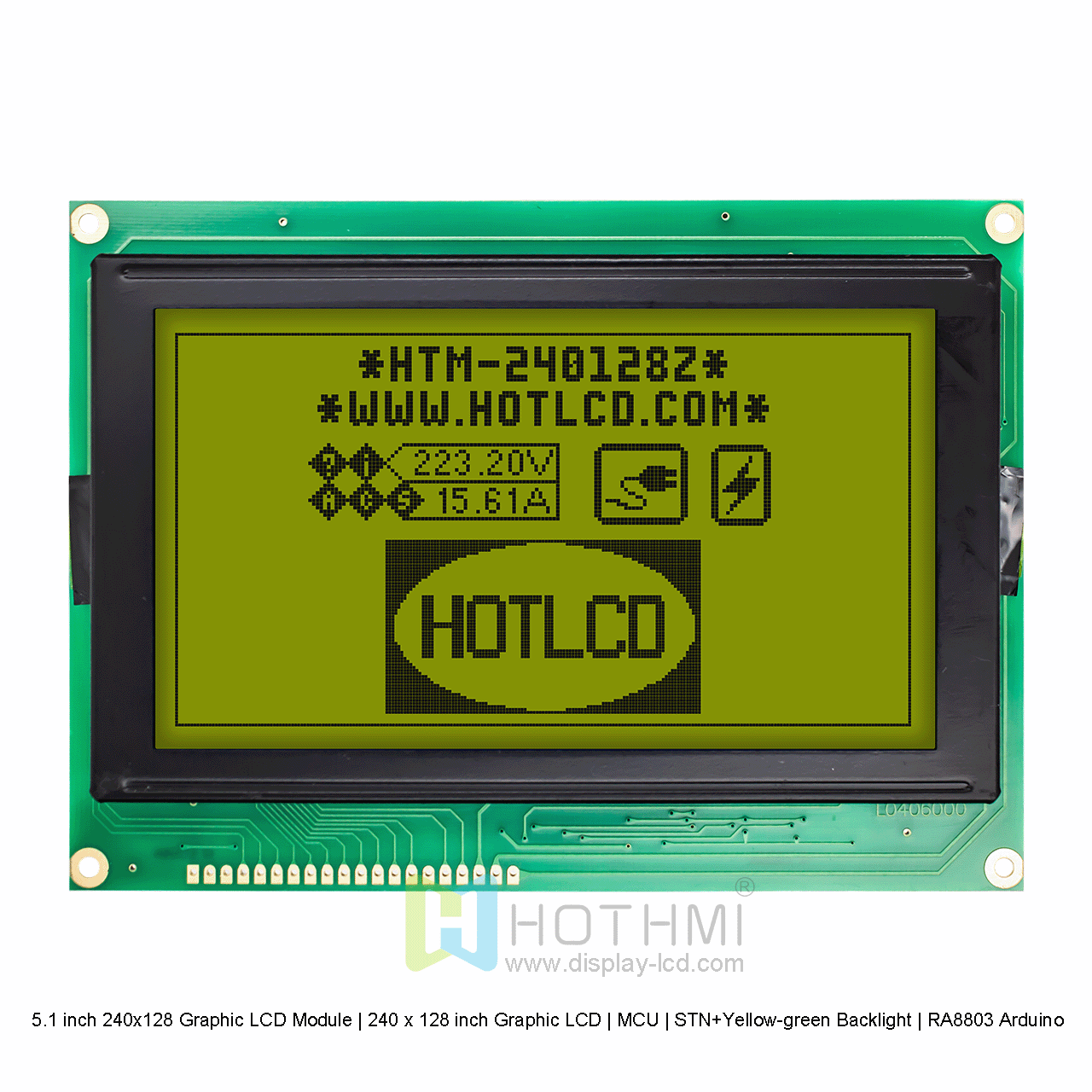 5.1 inch 240x128 Graphic LCD Module | 240 x 128 inch Graphic LCD | MCU | STN+Yellow-green Backlight | RA8803 Arduino