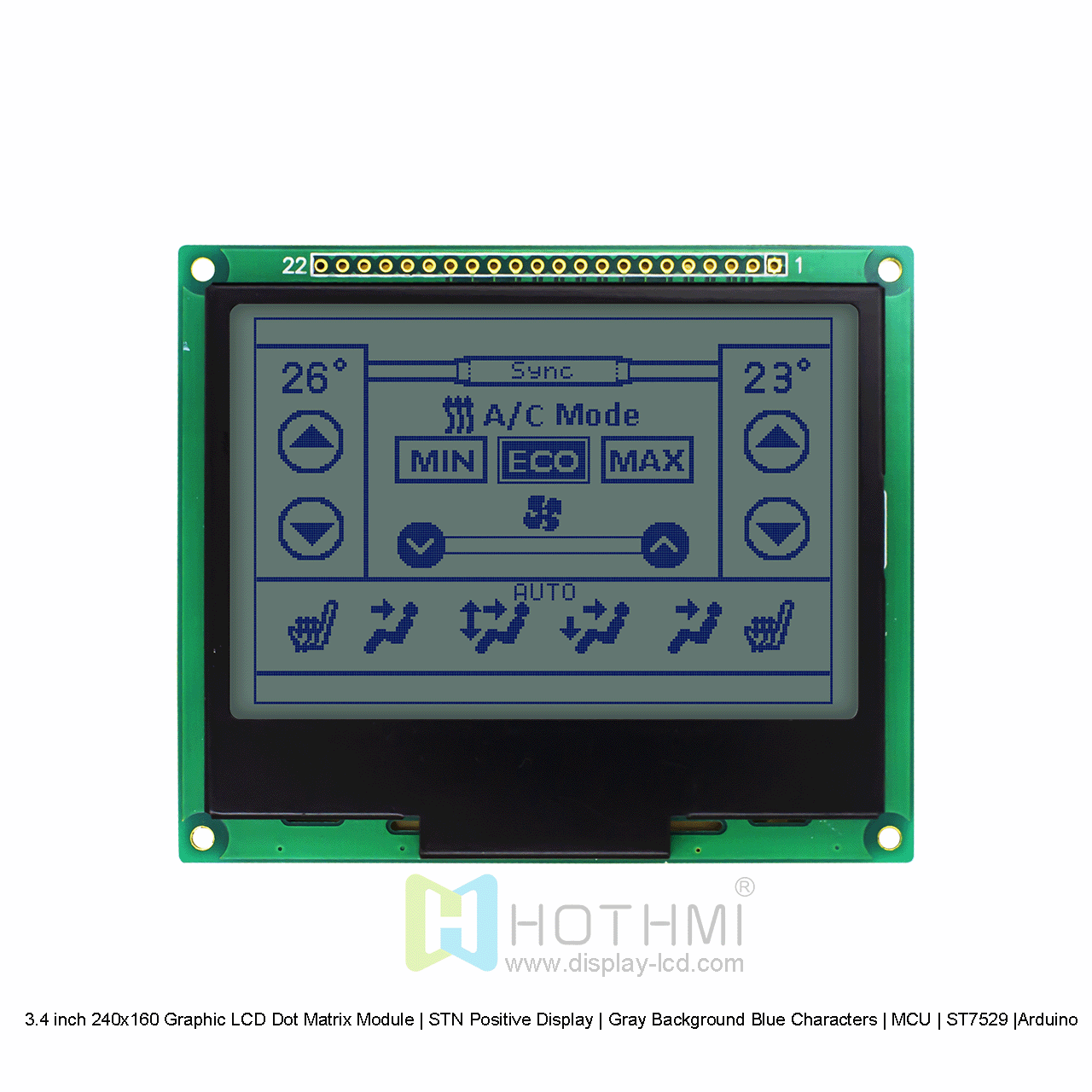 3.4 inch 240x160 Graphic LCD Dot Matrix Module | STN Positive Display | Gray Background Blue Characters | MCU | ST7529 |Arduino