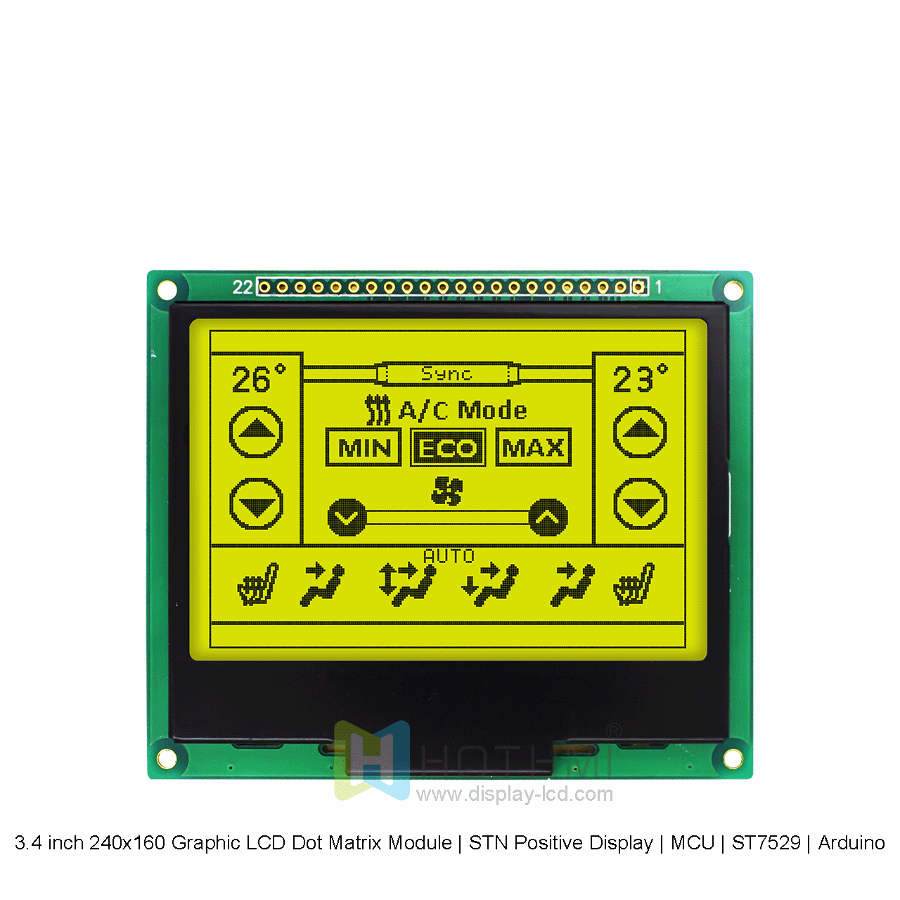 3.4寸240x160图形LCD点阵模组 | STN正显 |  MCU | ST7529 | Arduino