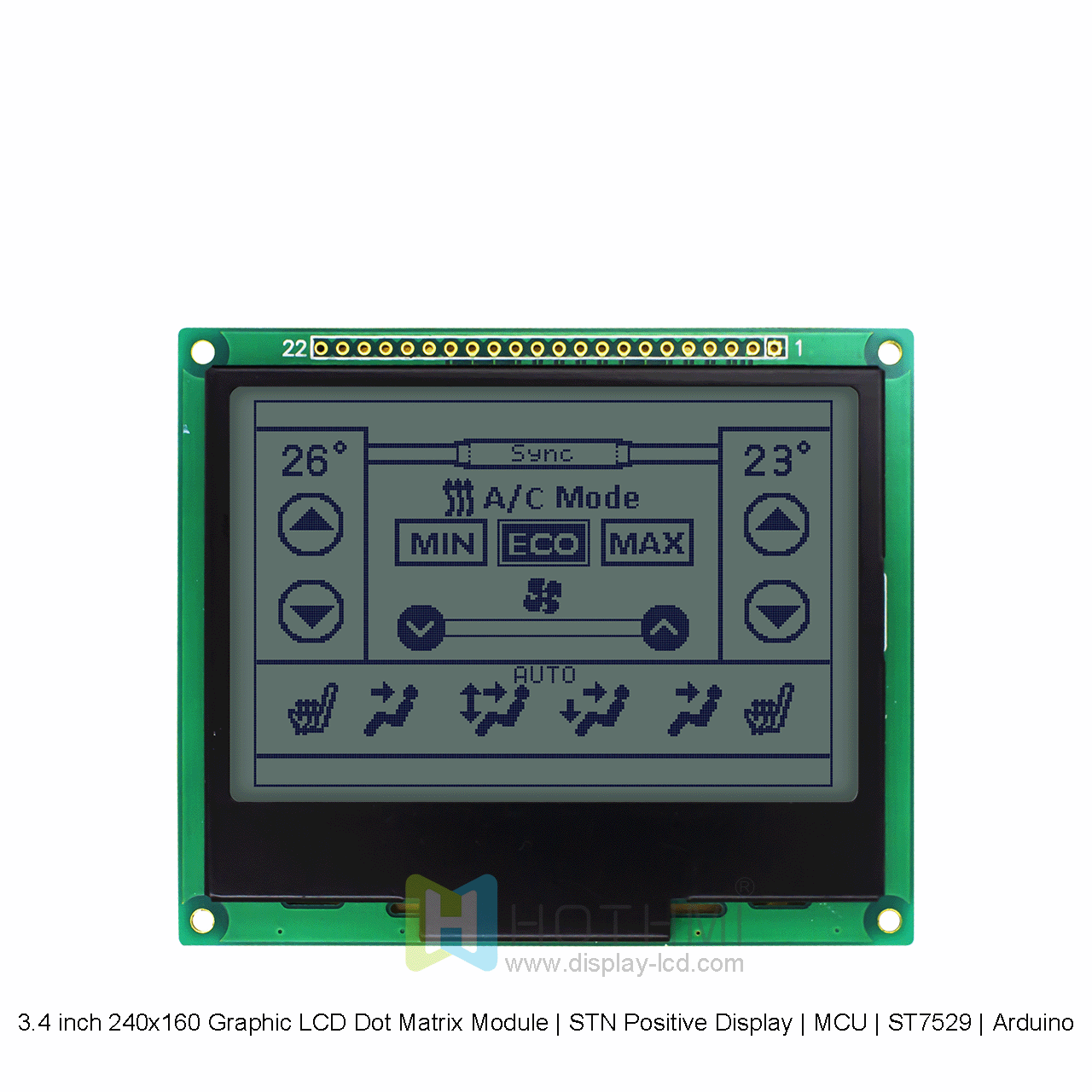 3.4寸240x160图形LCD点阵模组 | STN正显 |  MCU | ST7529 | Arduino