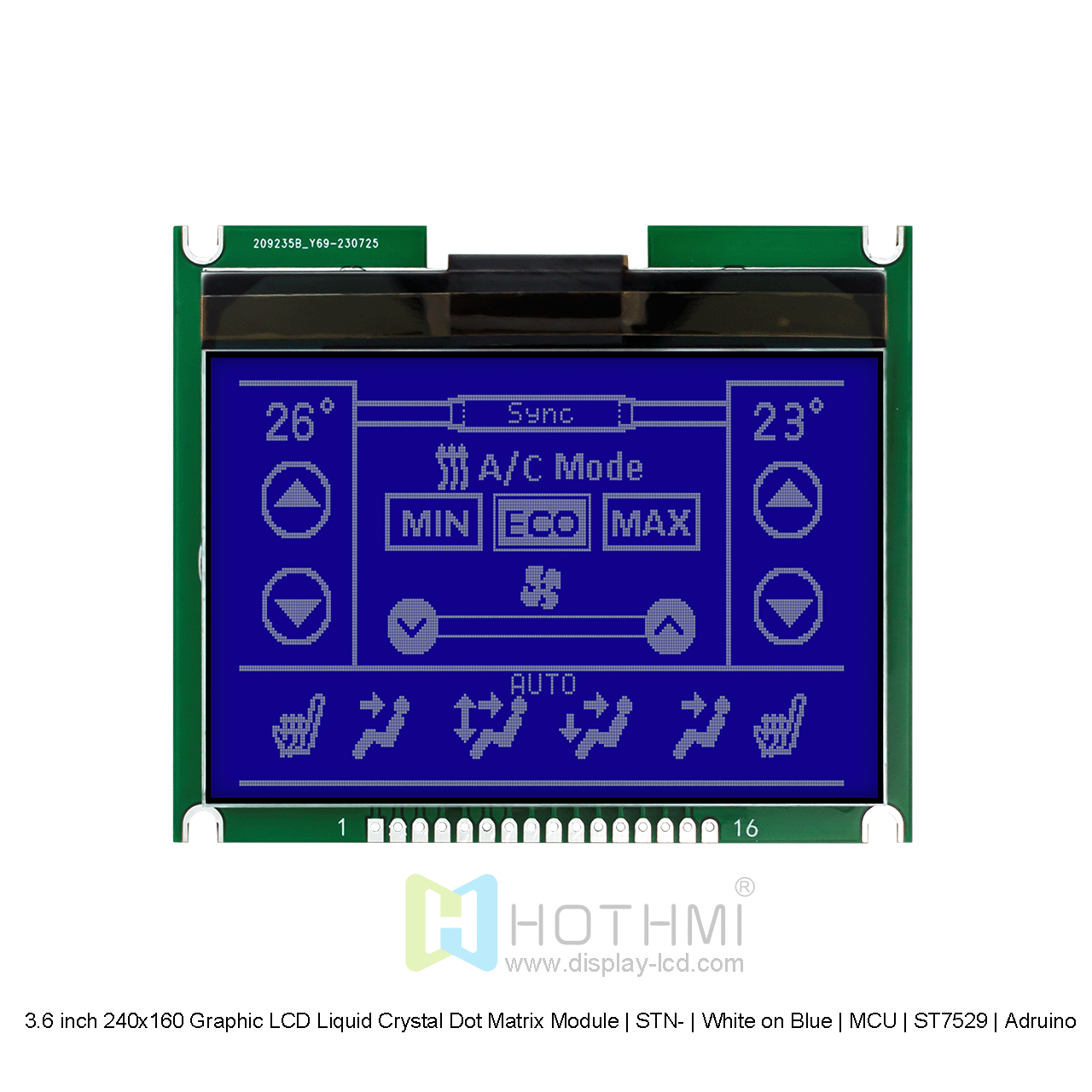 3.6 inch 240x160 Graphic LCD Liquid Crystal Dot Matrix Module | STN- | White on Blue | MCU | ST7529 | Arduino