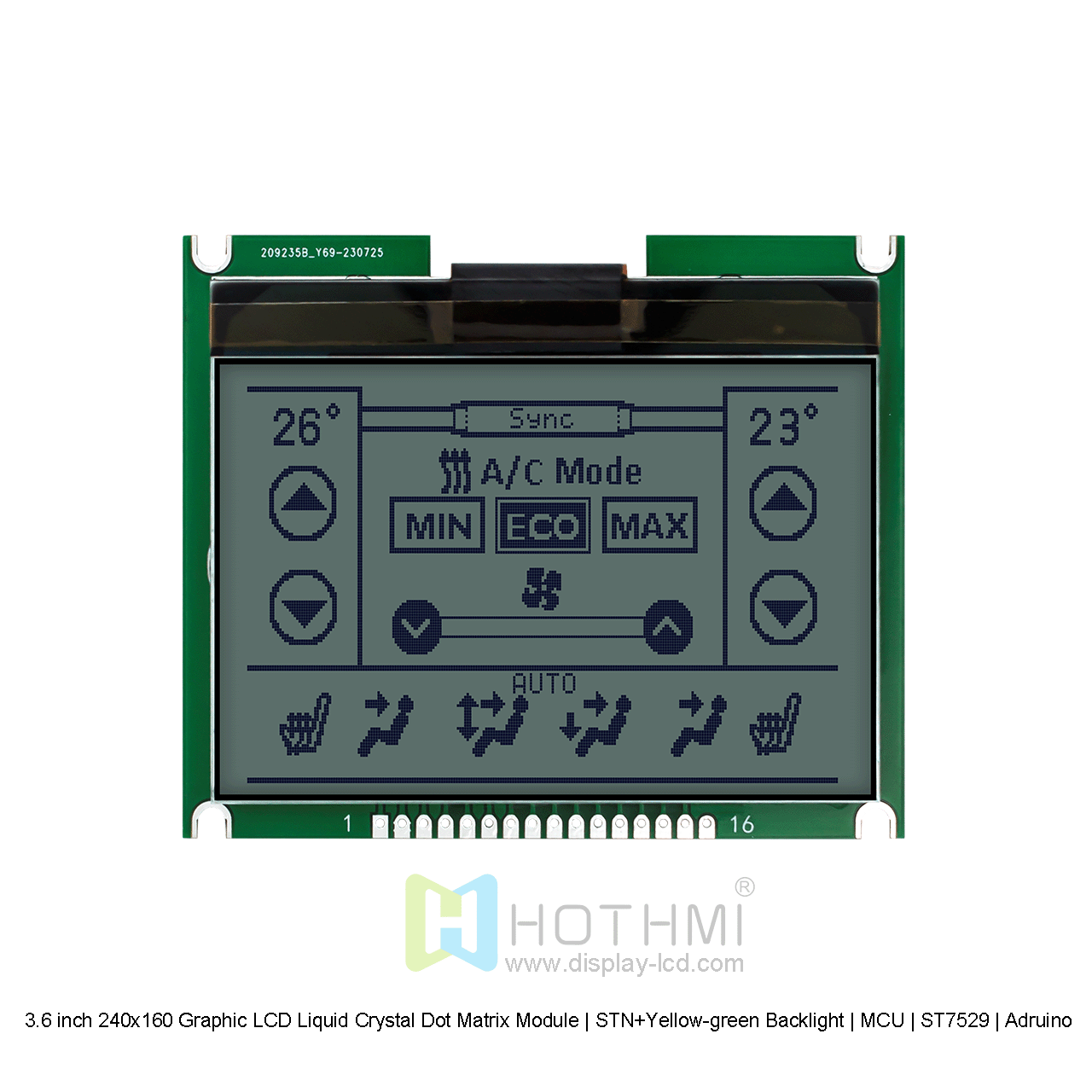 3.6寸240x160图形LCD液晶点阵模组 | STN+黄绿背光 | MCU | ST7529 | Arduino