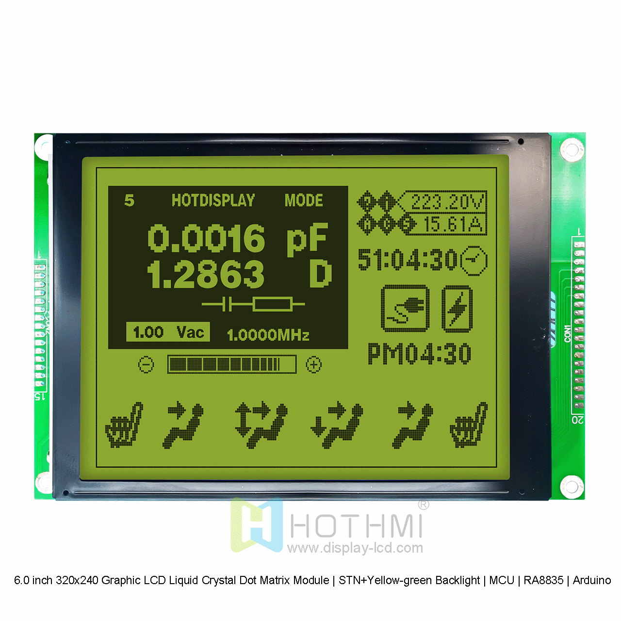 6.0 inch 320x240 Graphic LCD Liquid Crystal Dot Matrix Module | STN+Yellow-green Backlight | MCU | RA8835 | Arduino