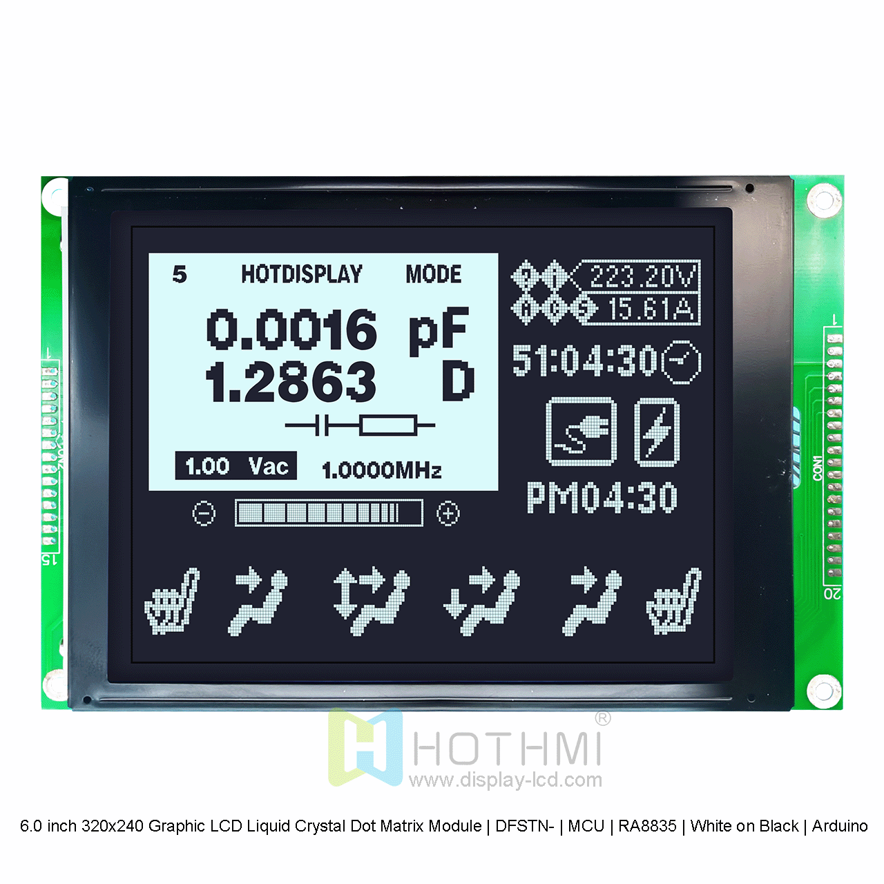 6.0 inch 320x240 Graphic LCD Liquid Crystal Dot Matrix Module | DFSTN- | MCU | RA8835 | White on Black | Arduino