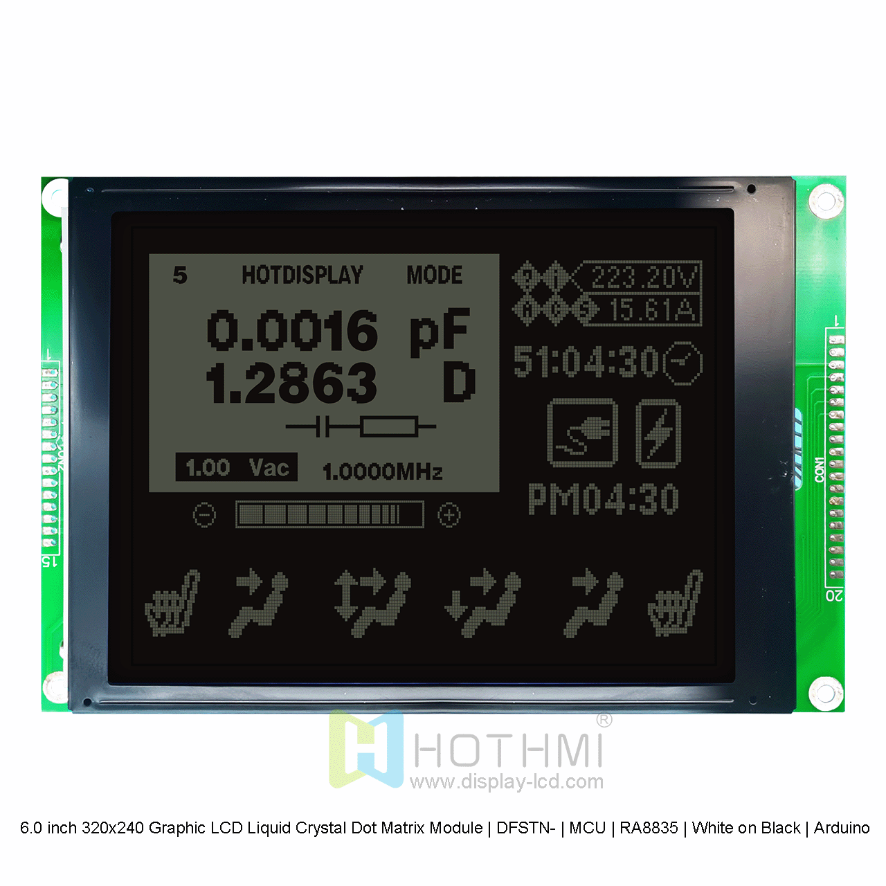 6.0 inch 320x240 Graphic LCD Liquid Crystal Dot Matrix Module | DFSTN- | MCU | RA8835 | White on Black | Arduino