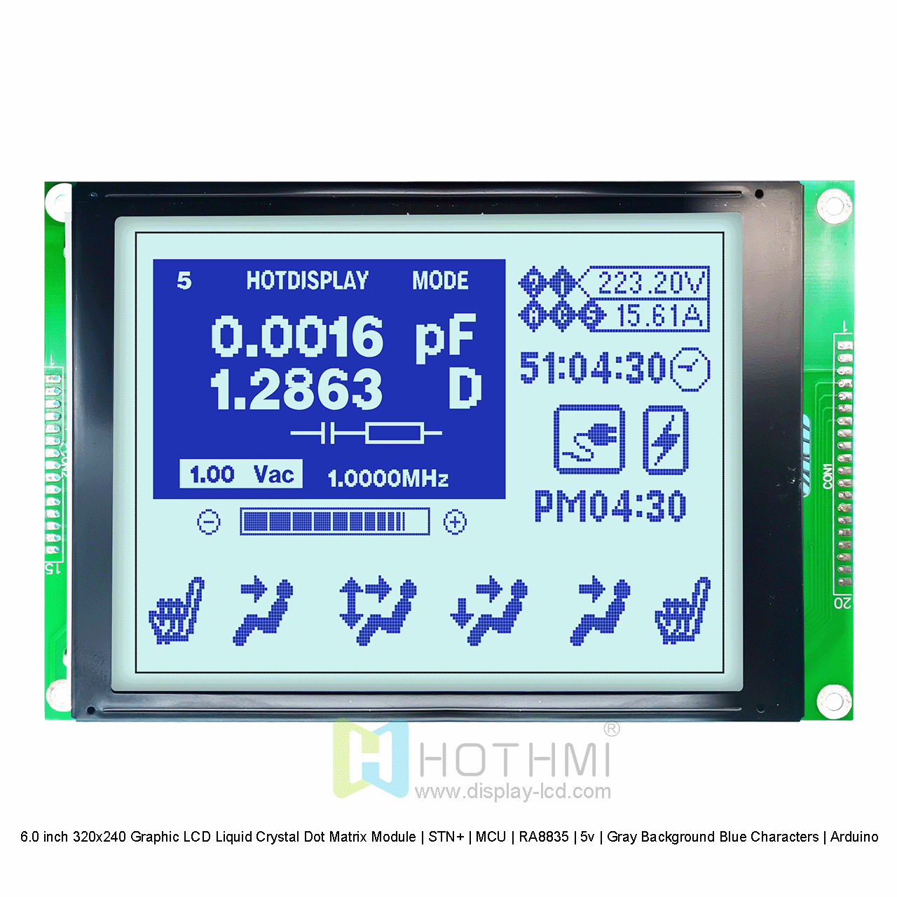 6.0 inch 320x240 Graphic LCD Liquid Crystal Dot Matrix Module | STN+ | MCU | RA8835 | 5v | Gray Background Blue Characters | Arduino 