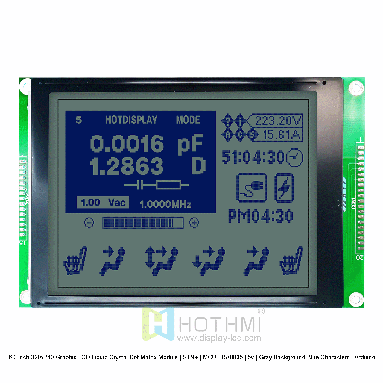 6.0 inch 320x240 Graphic LCD Liquid Crystal Dot Matrix Module | STN+ | MCU | RA8835 | 5v | Gray Background Blue Characters | Arduino 