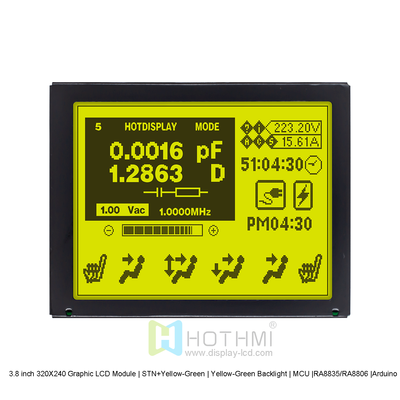 3.8 inch 320X240 Graphic LCD Module | STN+Yellow-Green | Yellow-Green Backlight | MCU |RA8835/RA8806 |Arduino