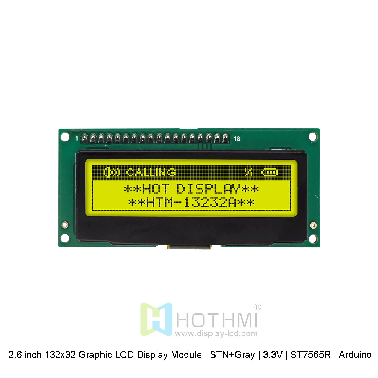 2.6 inch 132x32 Graphic LCD Display Module | STN+Gray | 3.3V | ST7565R | Arduino