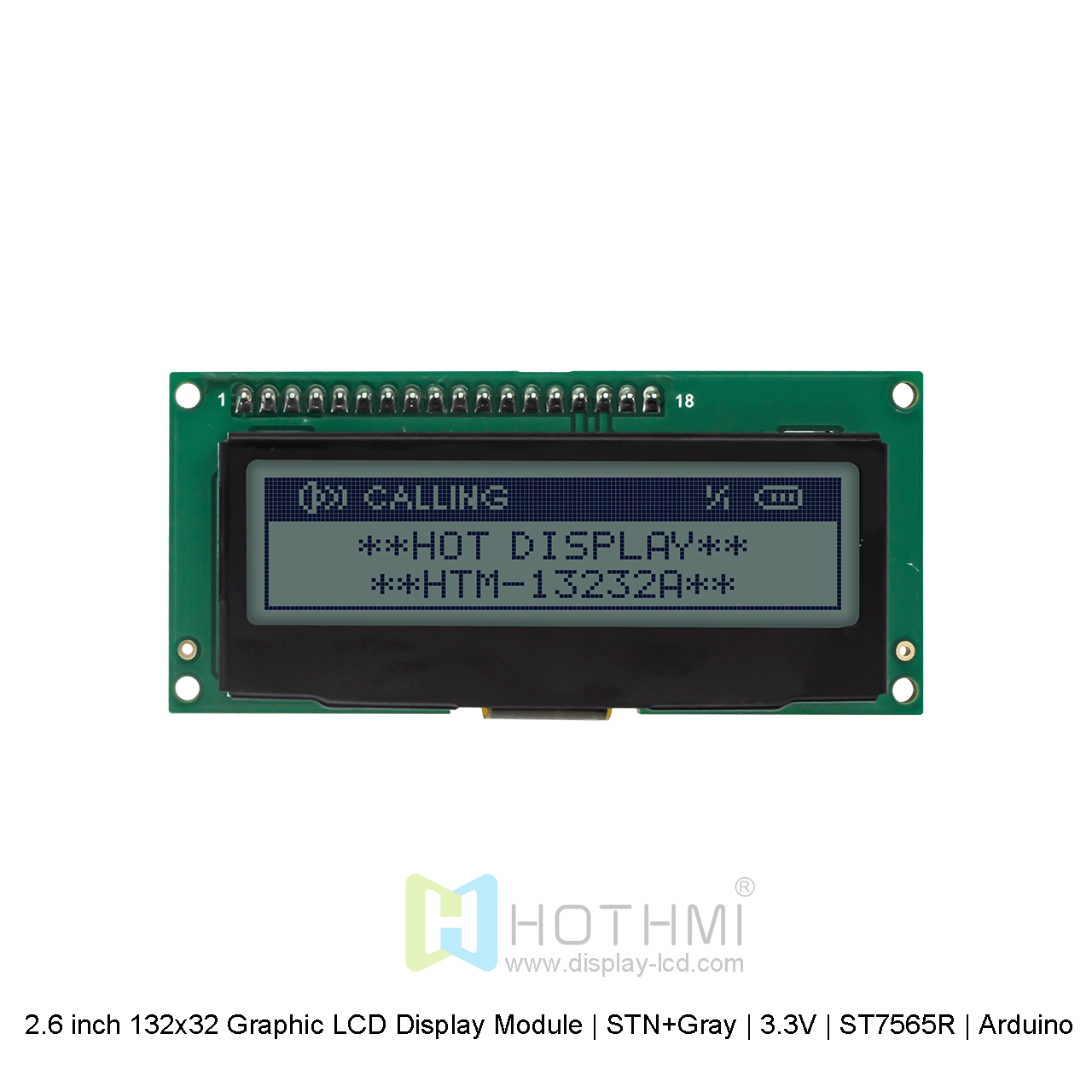 2.6寸132x32图形液晶显示屏模组  | STN+灰 | 3.3V | ST7565R | Arduino