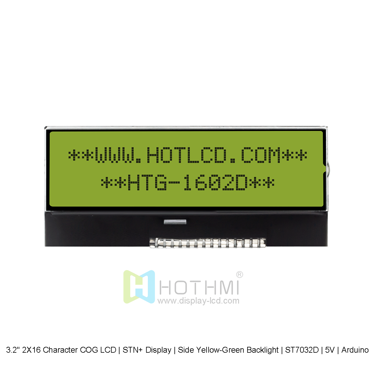 3.2" 2X16 Character COG LCD | STN+ Display | Side Yellow-Green Backlight | ST7032D | 5V | Arduino