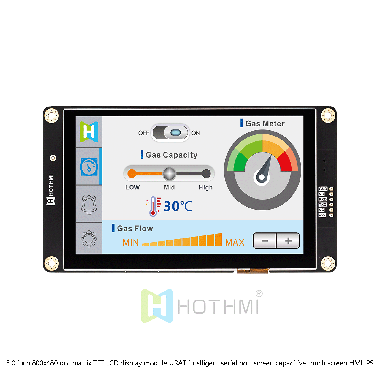 5.0-inch HMI Smart UART Display Module/800x480 Resolution/IPS Full Viewing Angle/Capacitive Touch TFT LCD Display Module