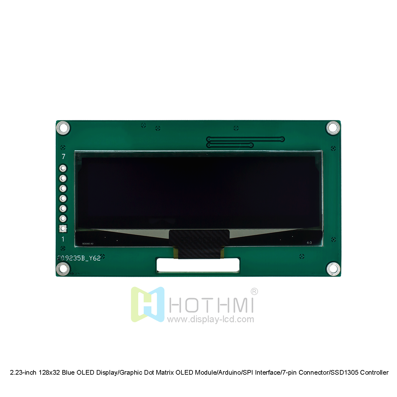 2.23英寸128x32 蓝色OLED显示屏/图形点阵OLED模组/Arduino/SPI接口/7针连接器/SSD1305控制器