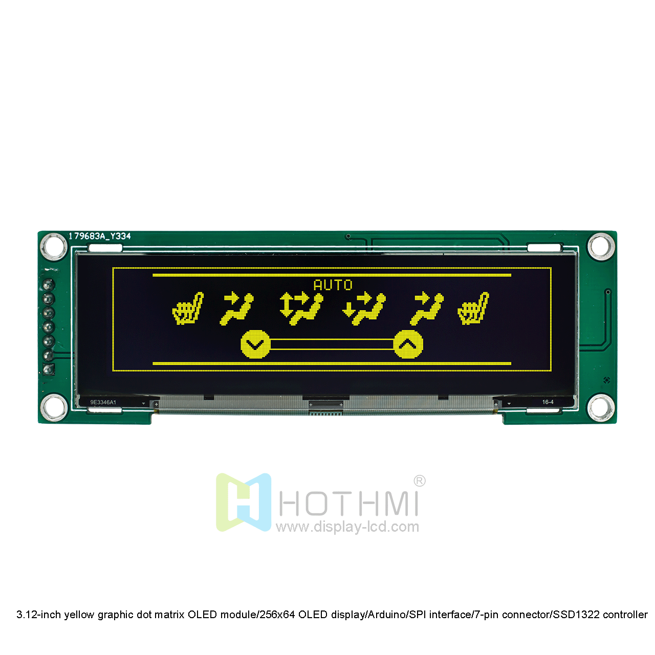 3.12-inch yellow graphic dot matrix OLED module/256x64 OLED display/Arduino/SPI interface/7-pin connector/SSD1322 controller