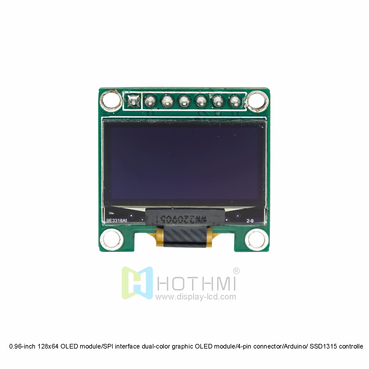 0.96-inch 128x64 OLED module/SPI interface dual-color graphic OLED module/4-pin connector/Arduino/ SSD1315 controlle