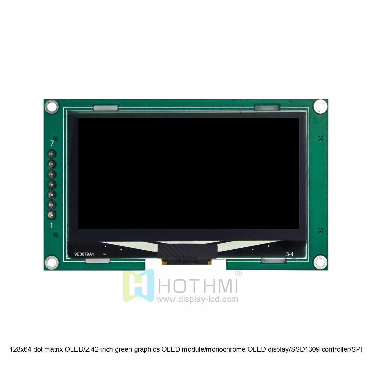 128x64 dot matrix OLED/2.42-inch green graphics OLED module/monochrome OLED display/SSD1309 controller/SPI