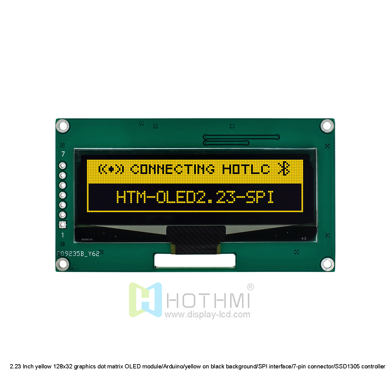 2.23 Inch yellow 128x32 graphics dot matrix OLED module/Arduino/yellow on black background/SPI interface/7-pin connector/SSD1305 controller