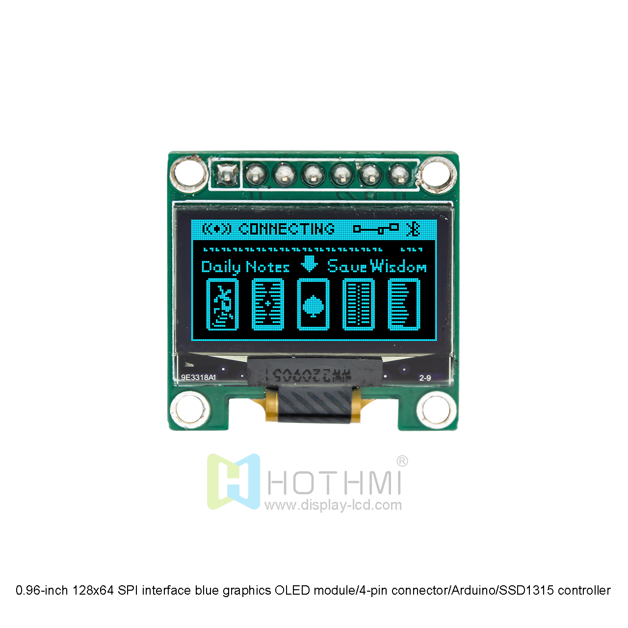 0.96-inch 128x64 SPI interface blue graphics OLED module/4-pin connector/Arduino/SSD1315 controller