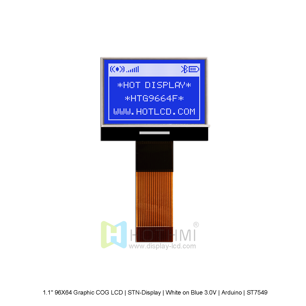 1.1" 96X64 Graphic COG LCD | STN-Display | White on Blue 3.0V | Arduino | ST7549